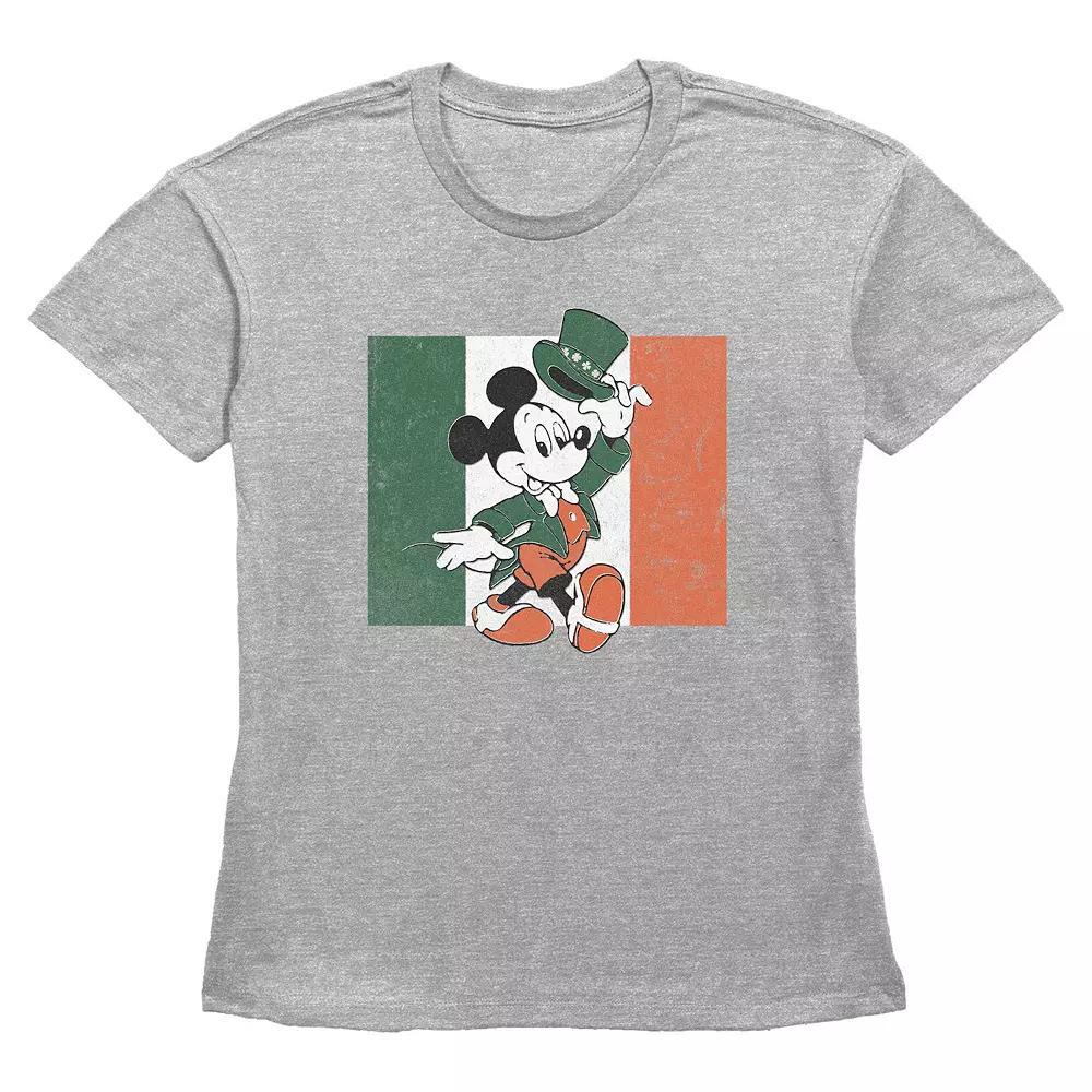 Disney's Mickey Mouse Ireland Flag Women's Graphic Tee, Size: Small, Grey Gray Product Image