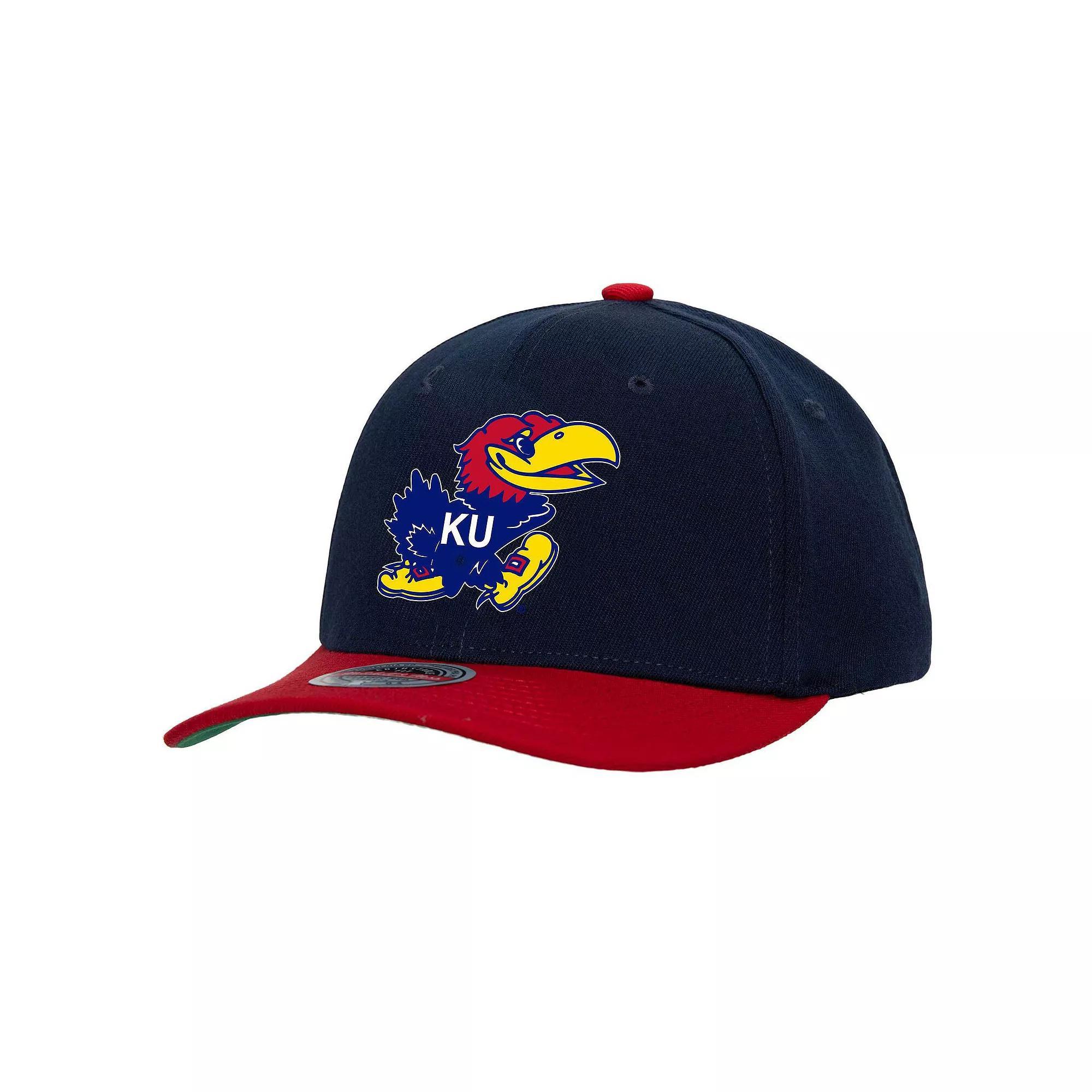 Men's Mitchell & Ness Navy/Red Kansas Jayhawks 2-Tone 2.0 Snapback Hat, Blue Product Image