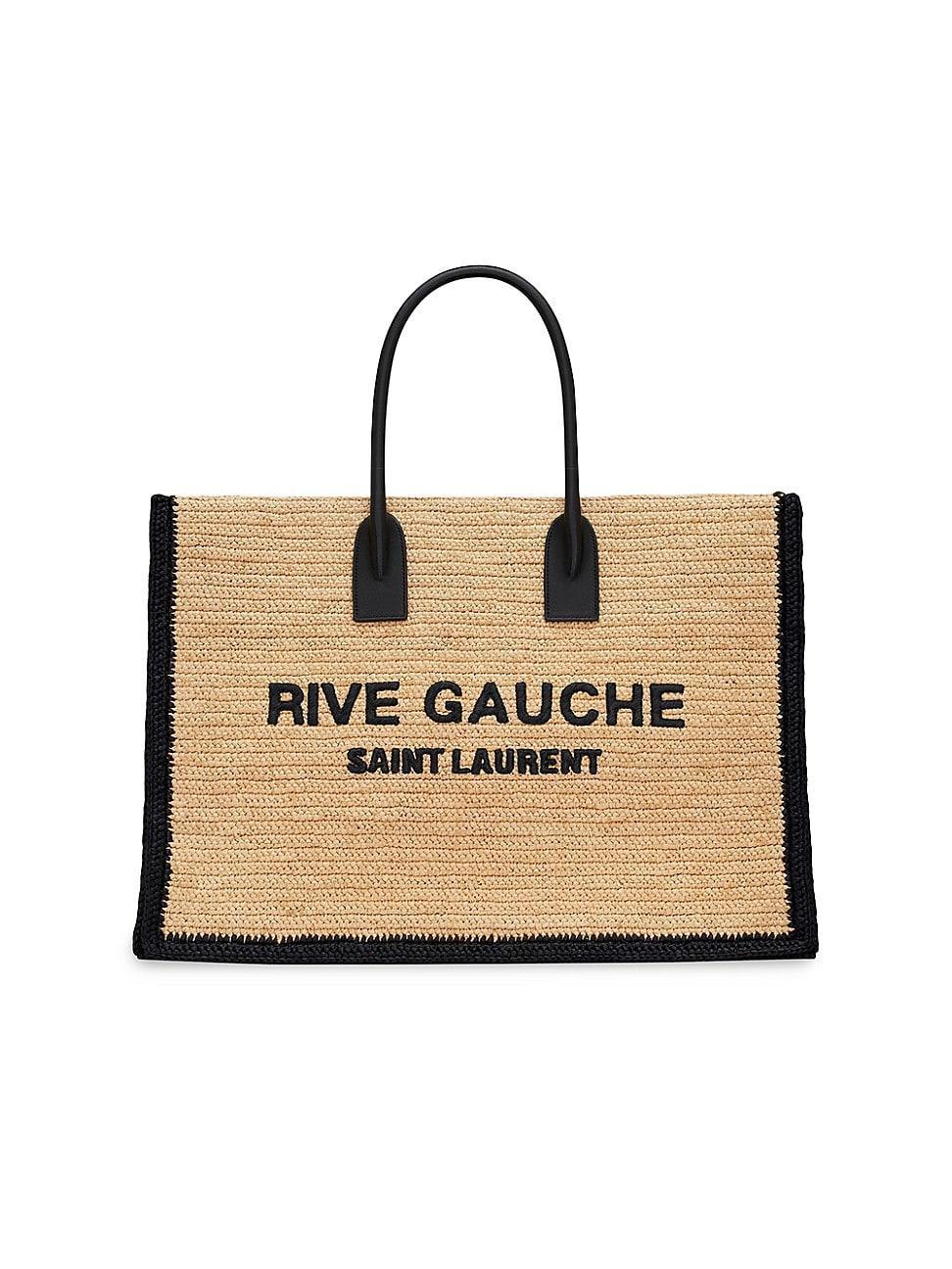 Womens Rive Gauche Tote Bag in Raffia And Leather Product Image