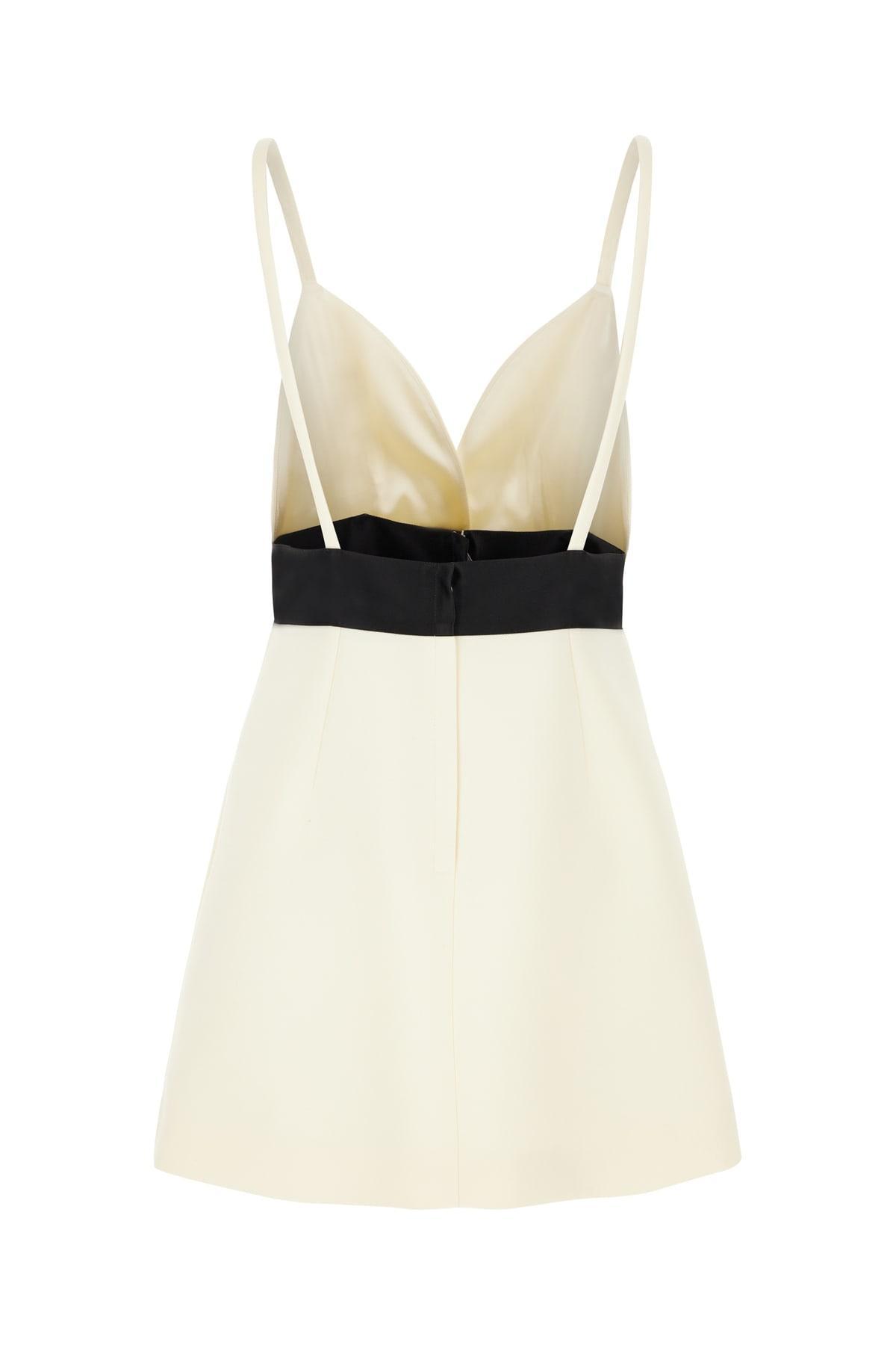 DOLCE & GABBANA White Layered Mini Dress In Wool Blend Woman Product Image