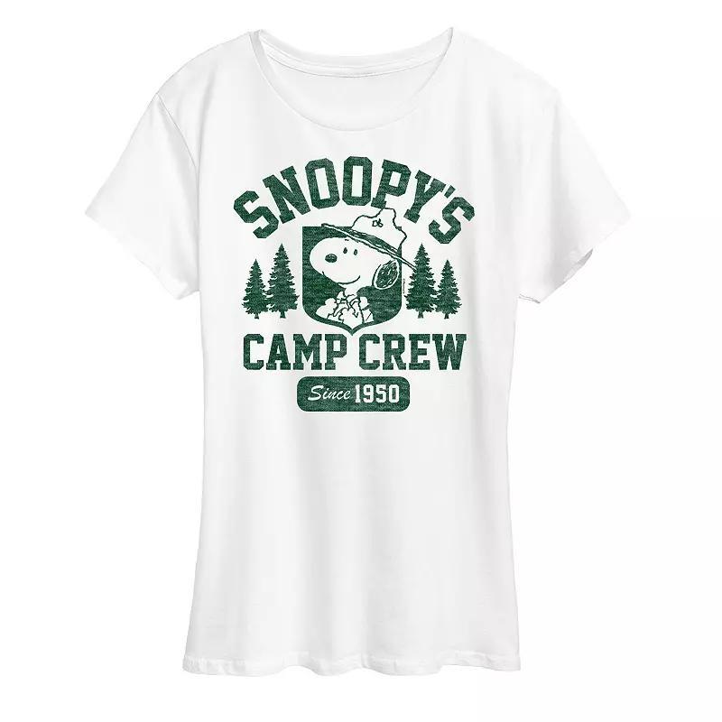 Womens Peanuts Snoopys Camp Crew Graphic Tee Product Image