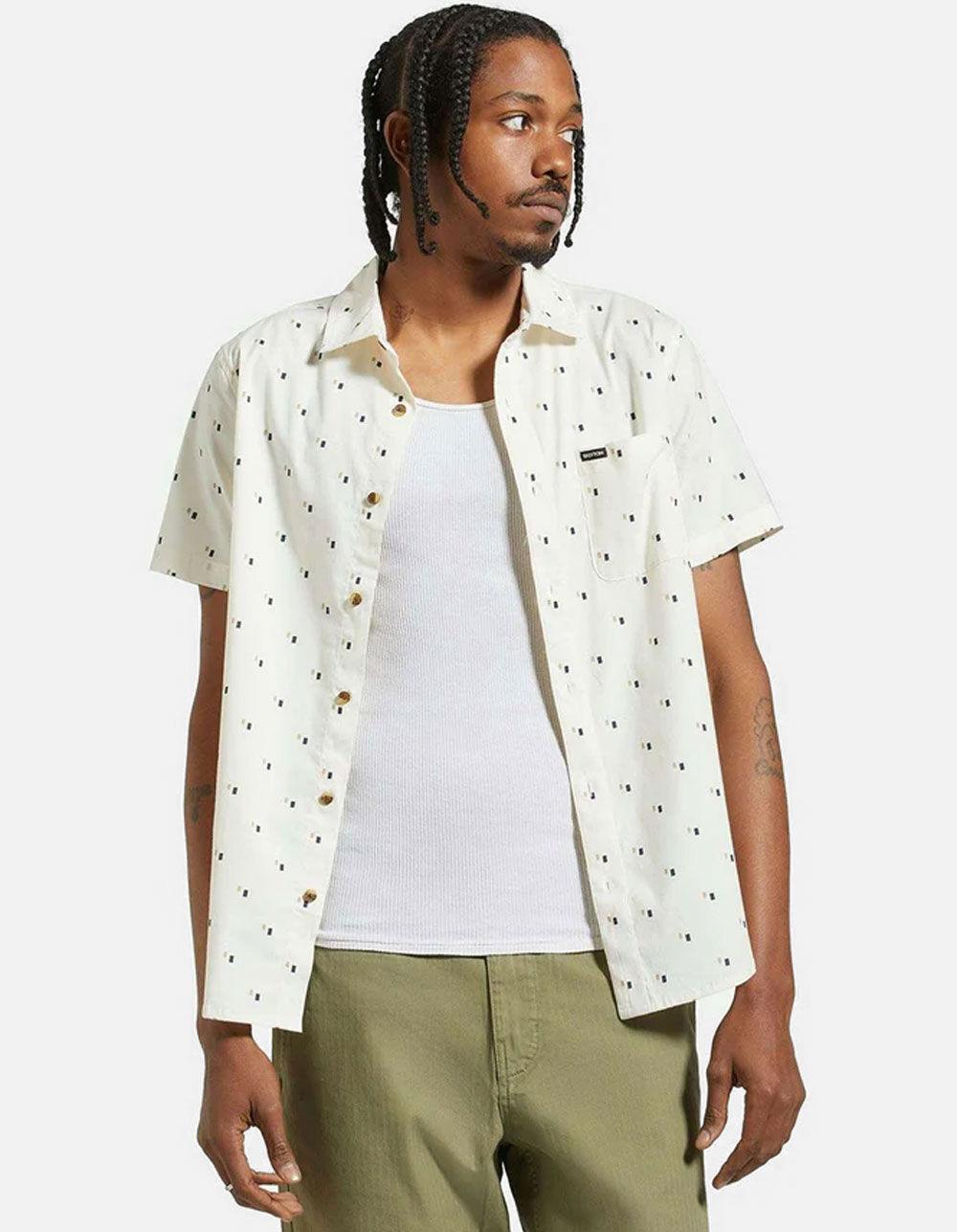 BRIXTON Charter Print Button Up Mens Shirt - Cream Combo Product Image