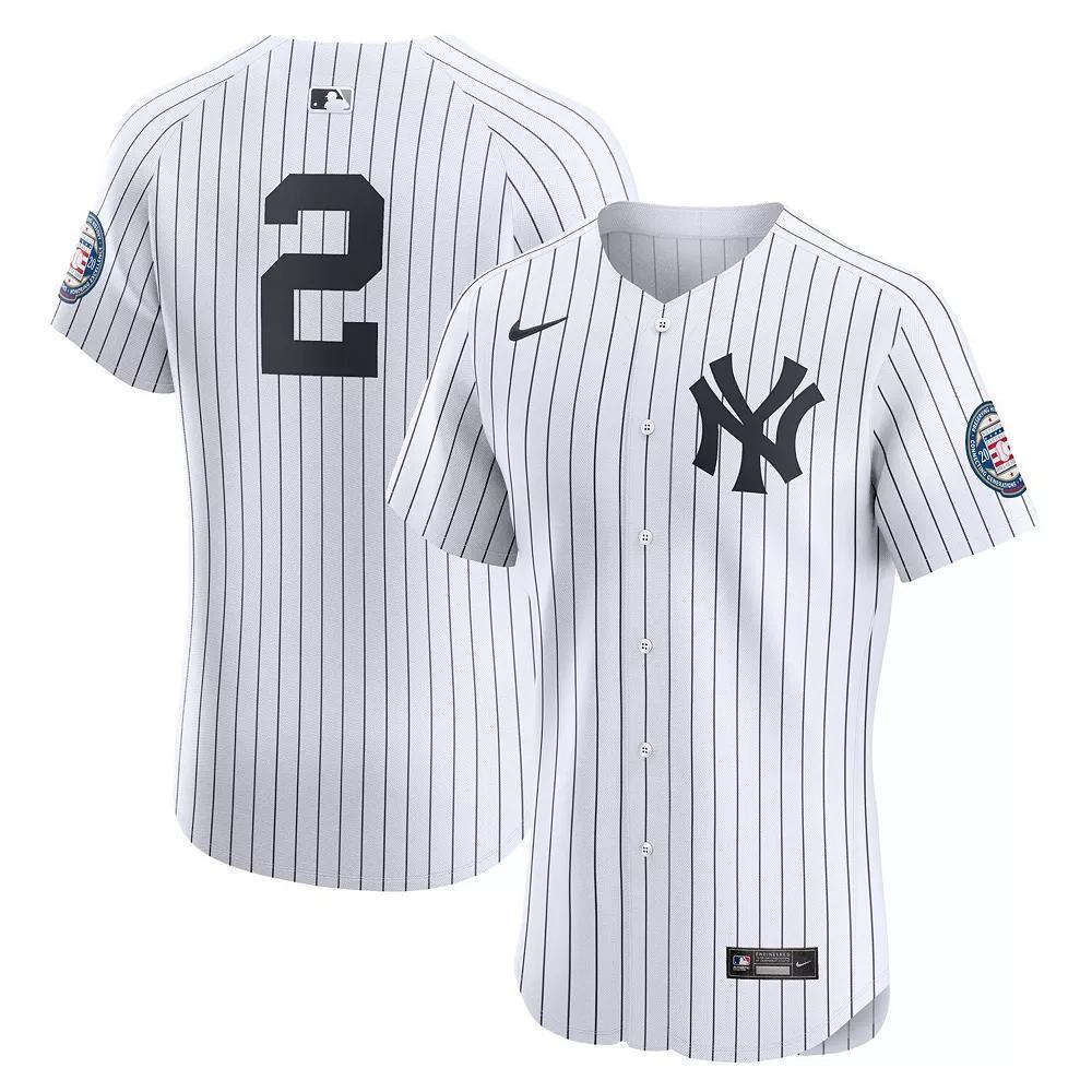 Men's Nike Derek Jeter White New York Yankees Home 2020 Hall of Fame Induction Patch Elite Player Jersey, Size: 60 Product Image