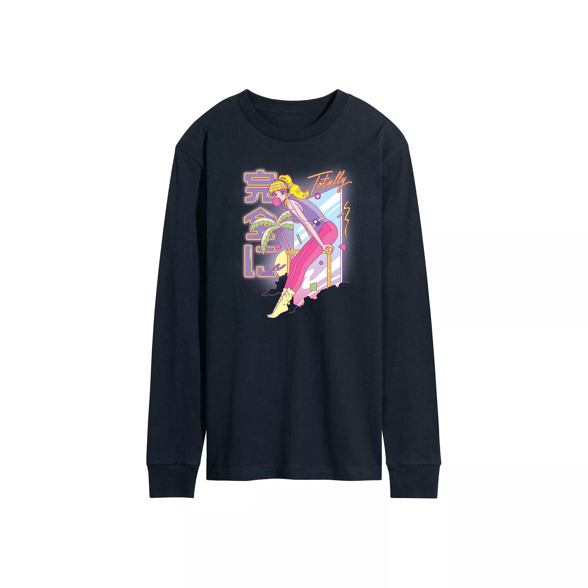 Mens Anime Totally Anime Long Sleeve Tee Blue Product Image