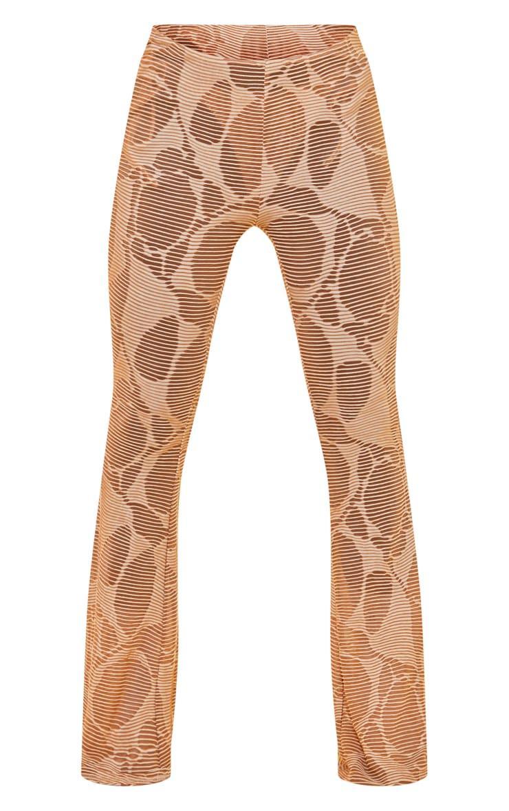 Cream Contrast Textured Rib Flare Beach Pants Product Image