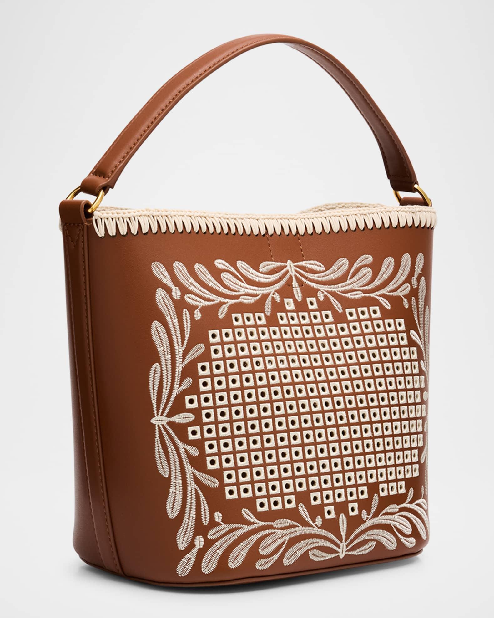 Small Eyelet Feed Shoulder Bag in Leather Product Image