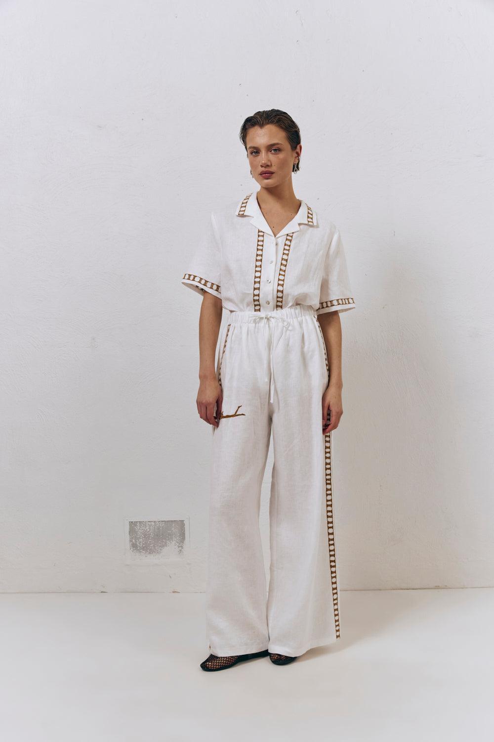 Maya Linen Pants Skyros Product Image