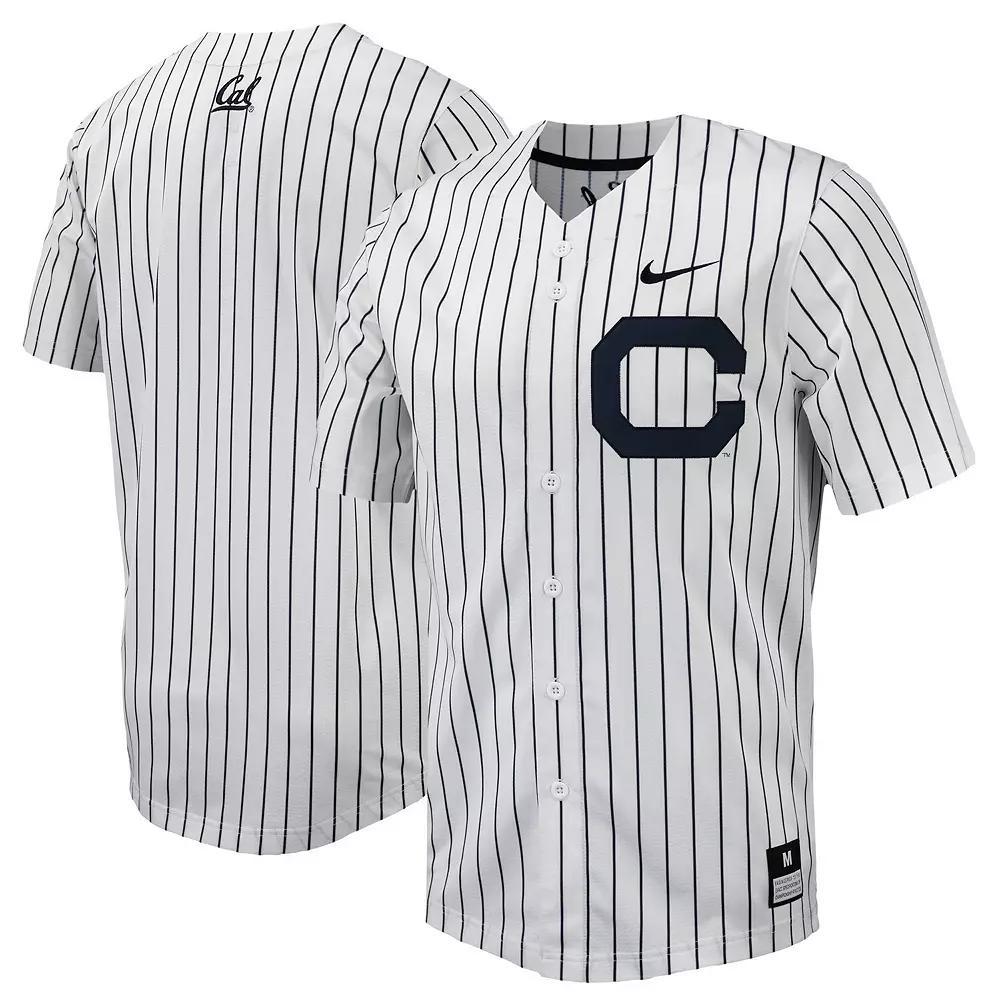 Men's Nike White/Navy Cal Bears Pinstripe Replica Full-Button Baseball Jersey, Size: Large Product Image