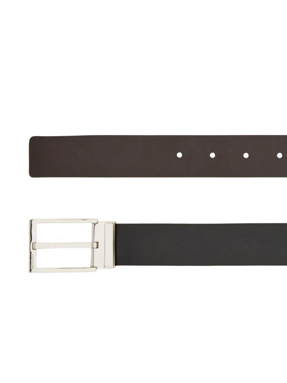 FERRAGAMO Logo-engraved-buckle Reversible Leather Belt In Black Product Image