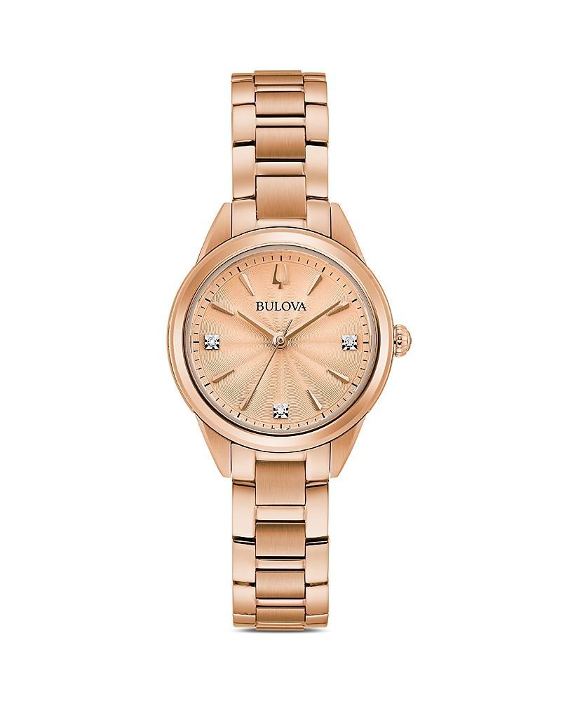 Bulova Womens Diamond Accent Rose Gold-Tone Stainless Steel Watch - 97P151K Rose Gold Tone Product Image