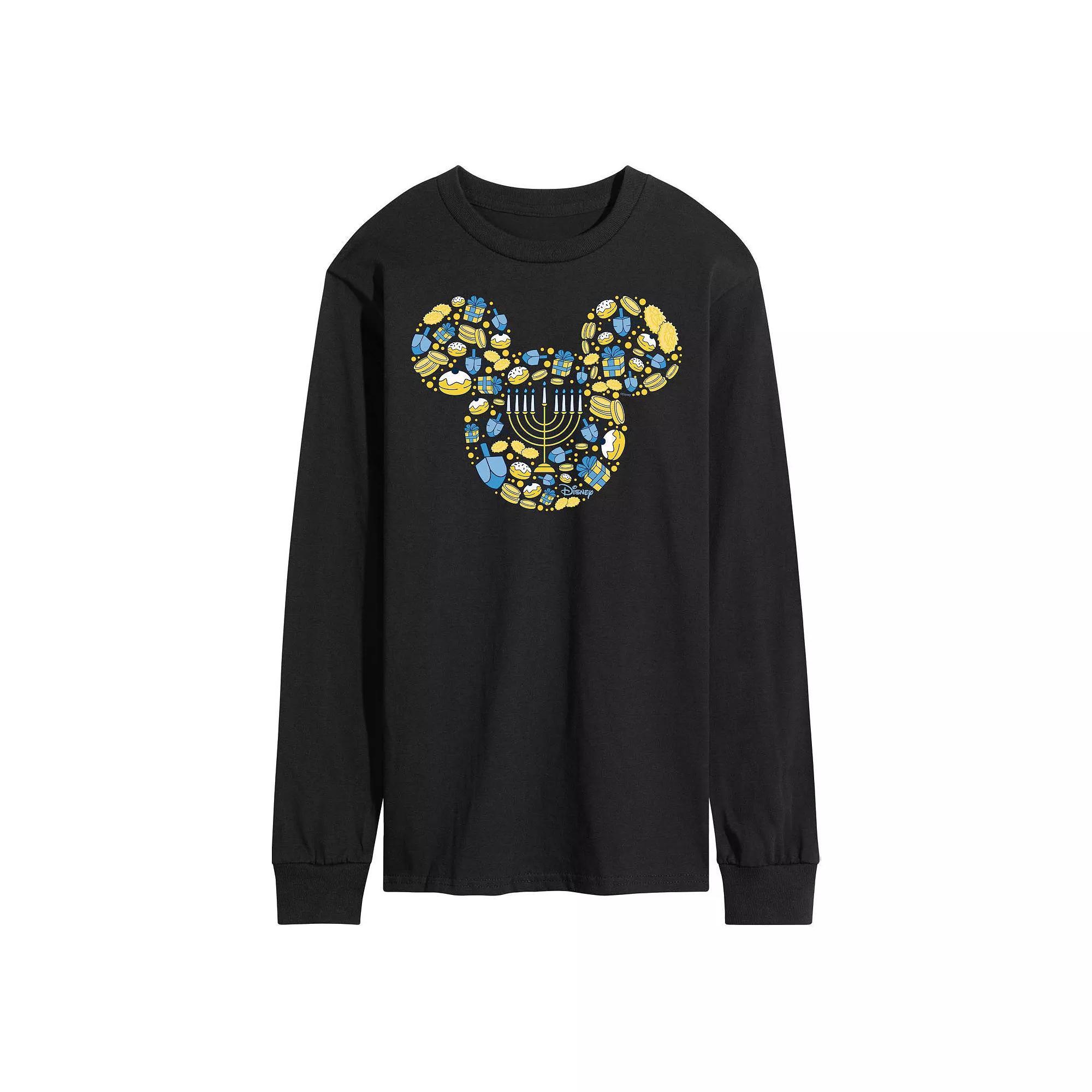 Disney's Mickey Mouse Men's Hanukkah Long Sleeve Graphic Tee, Size: Small, Blue Product Image