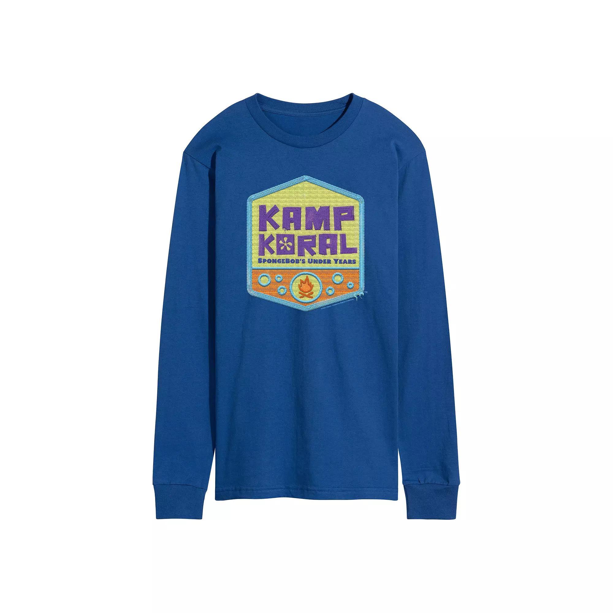 Mens SpongeBob SquarePants Kamp Koral Long Sleeve Graphic Tee Grey Gray Product Image