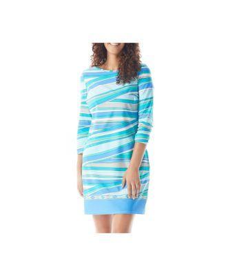 Beach House Style Womens Stripe Print Stella Boat Neck Tunic Dress Product Image