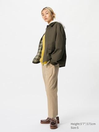 Womens Cotton Relaxed Ankle Pants Beige XL UNIQLO US Product Image