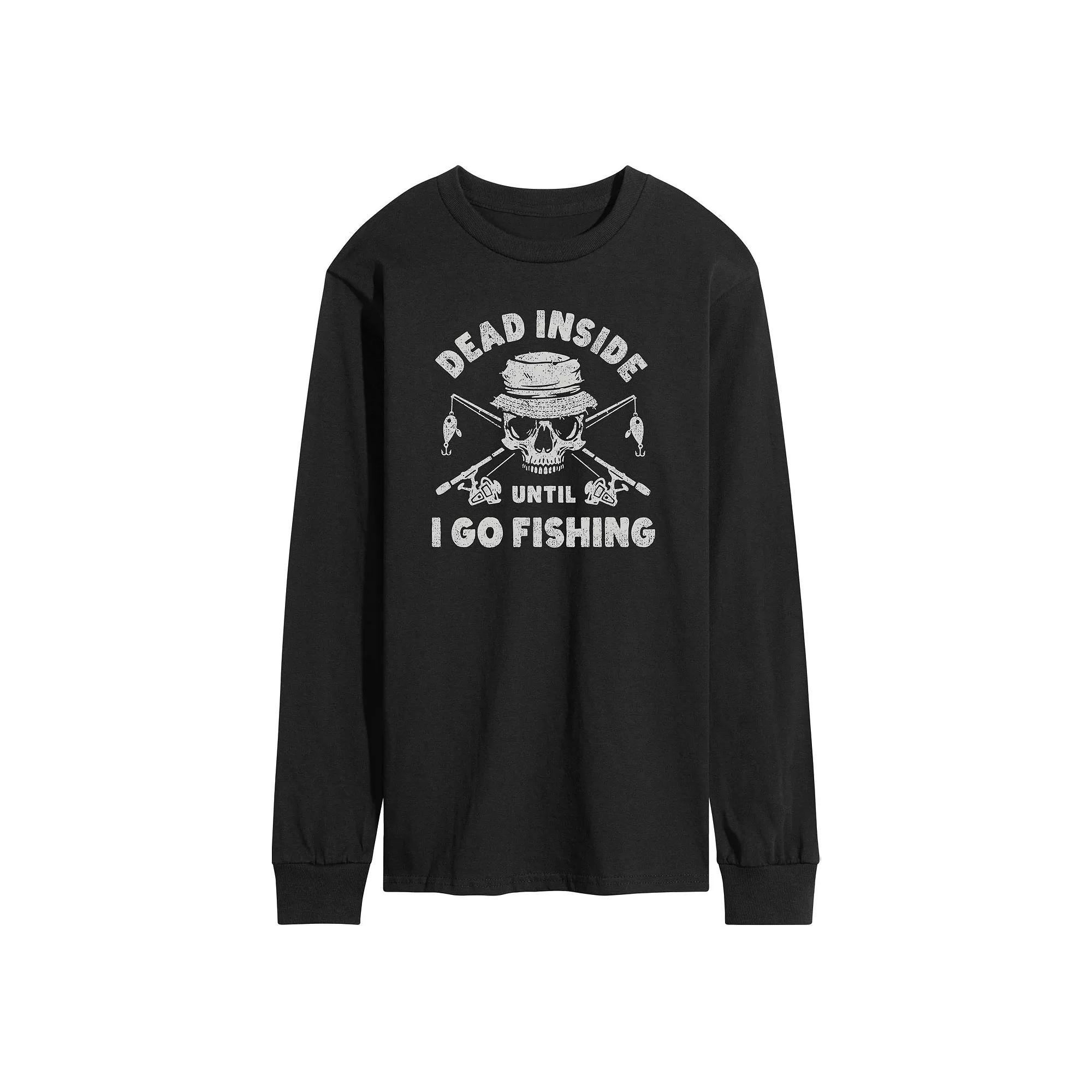 Mens Dead Inside Go Fishing Long Sleeve Graphic Tee Product Image