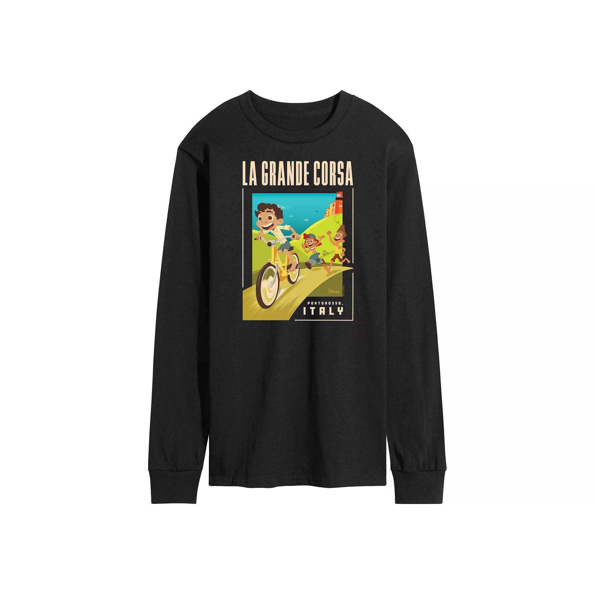 Disneys Luca Mens La Grande Long Sleeve Graphic Tee Blue Product Image