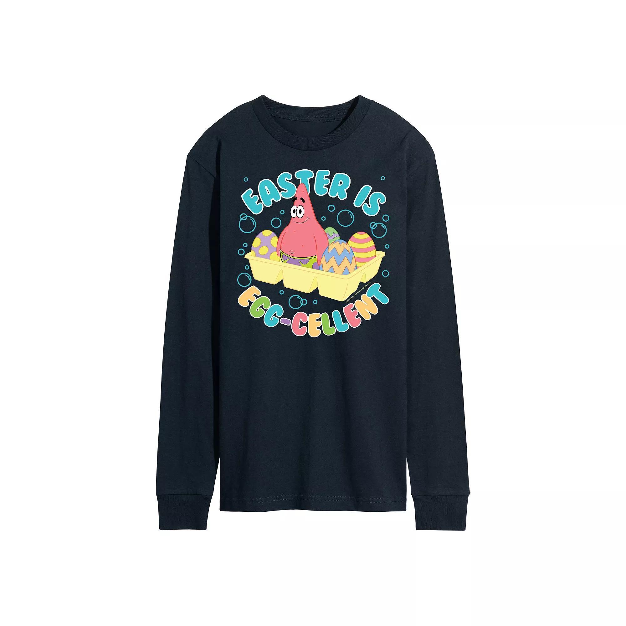 Mens SpongeBob SquarePants Egg-Cellent Long Sleeve Graphic Tee Product Image