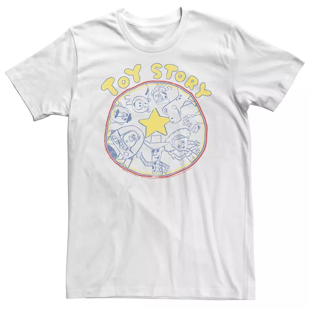Big & Tall Disney / Pixar Woody, Buzz Lightyear And Friends Circle Tee, Men's, Size: XL Tall, White Product Image