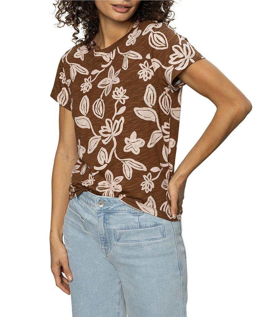 Sanctuary The Perfect Tee Crew Neck Floral Print Short Sleeve Top Product Image