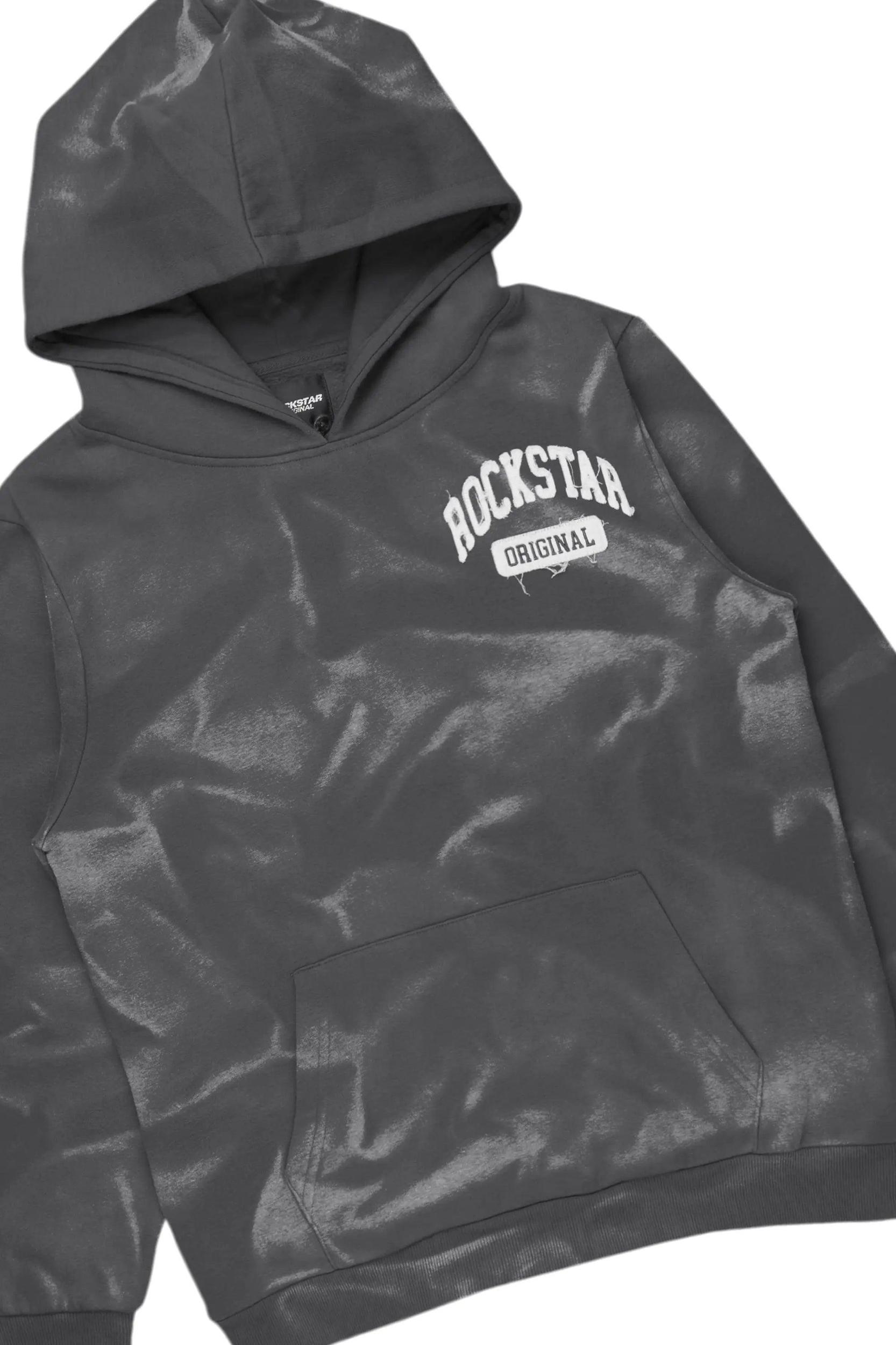 Member Vintage Grey Hoodie Patchwork Stacked Flare Track Set Male Product Image