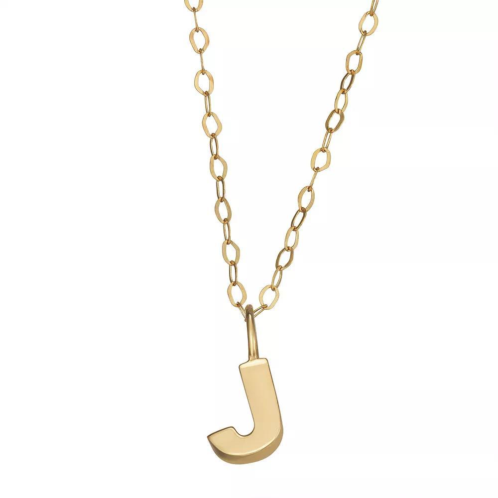 10K Gold Initial Pendant on 14K Gold Filled Chain, Womens Product Image