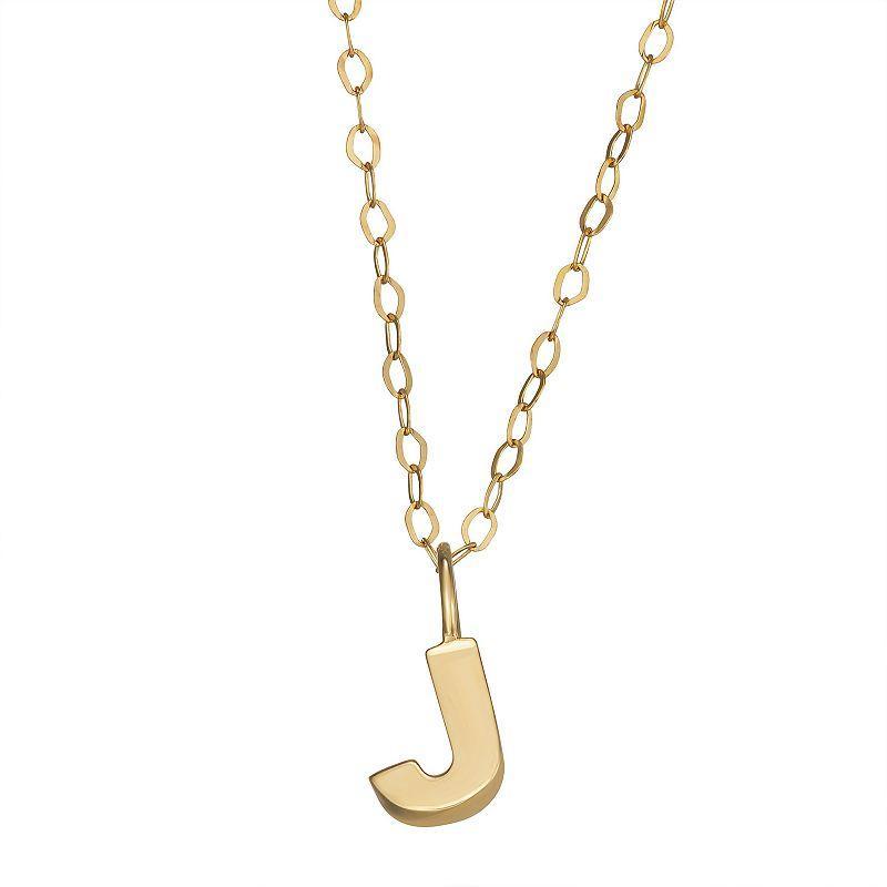 10K Gold Initial Pendant on 14K Gold Filled Chain, Womens Product Image