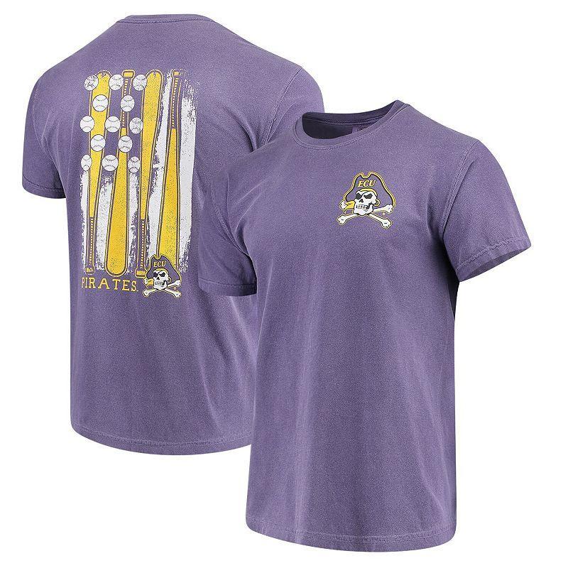 Mens Purple Ecu Pirates Baseball Flag Comfort Colors T-shirt Product Image