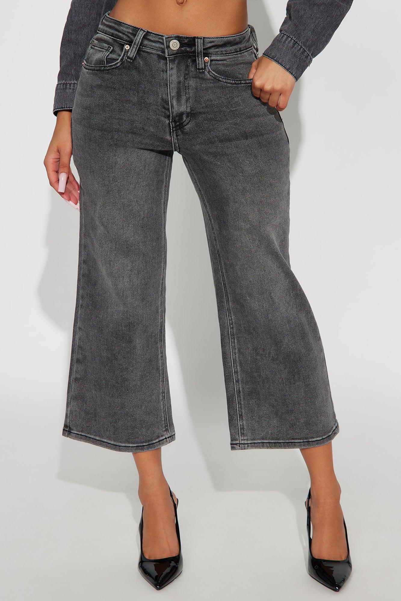 Mainstay Cropped Wide Leg Jeans - Black Wash Female Product Image