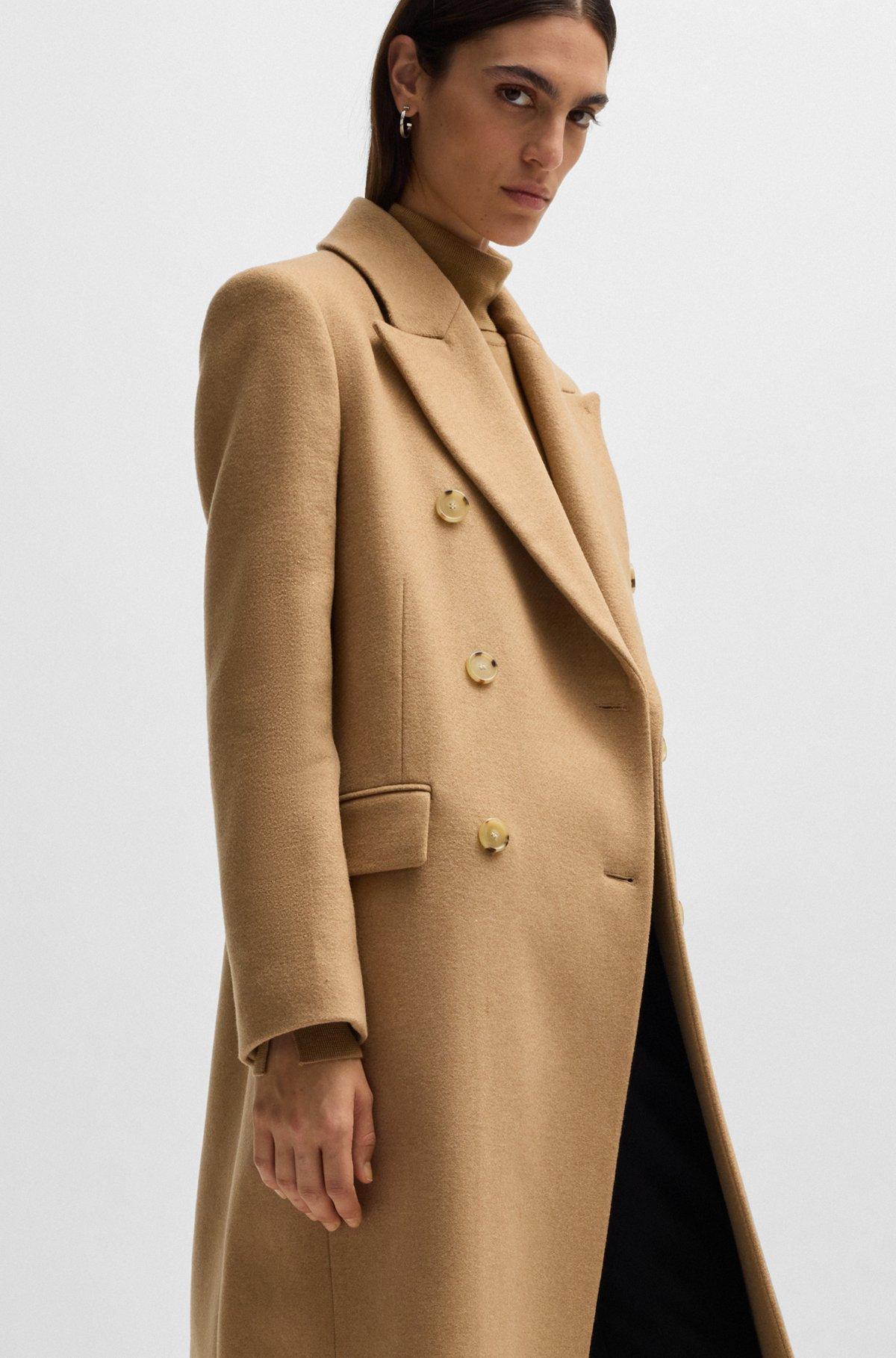 Long-length twill coat with double-breasted closure Product Image
