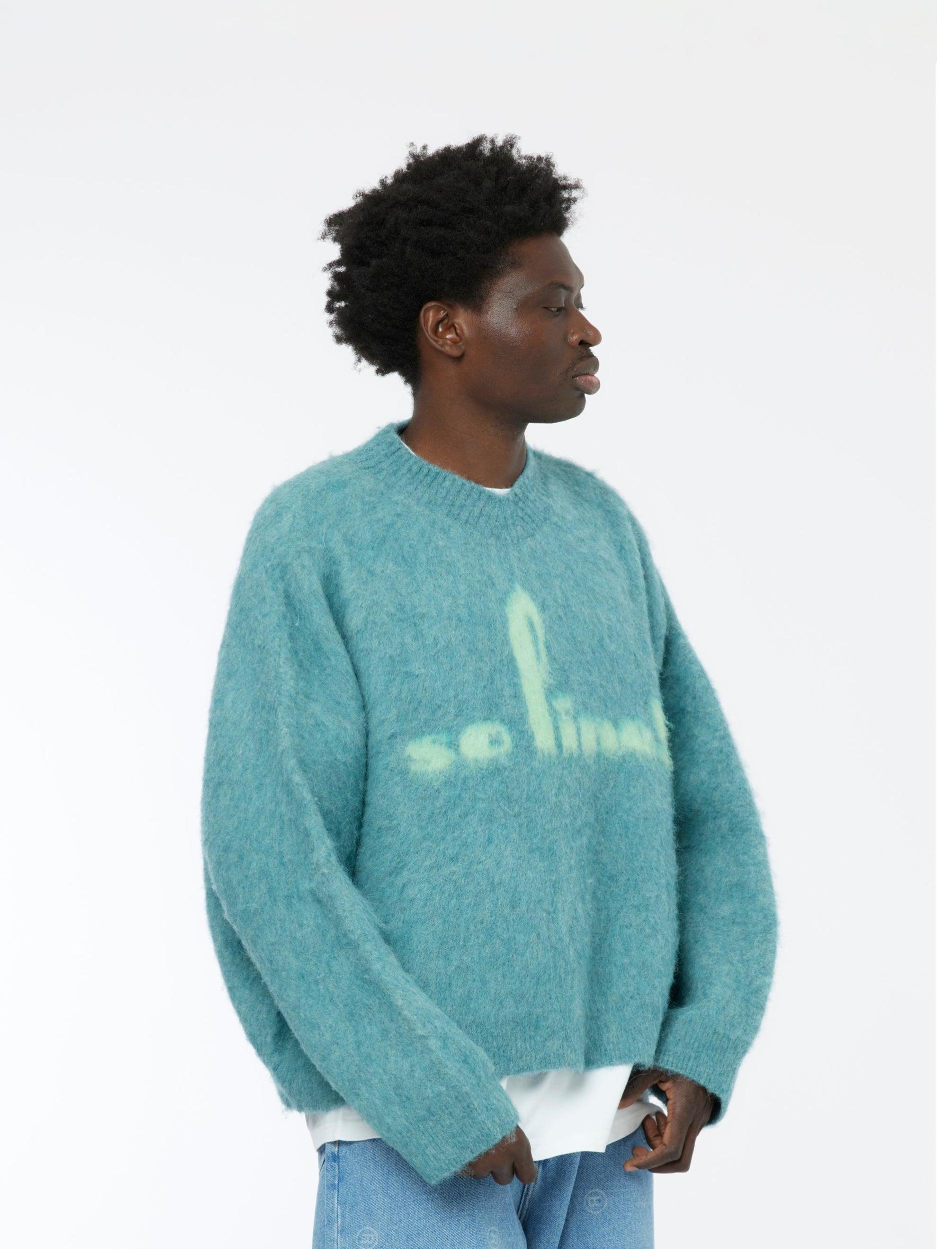 Brushed Mohair V-Neck Jumper (Blue) Product Image