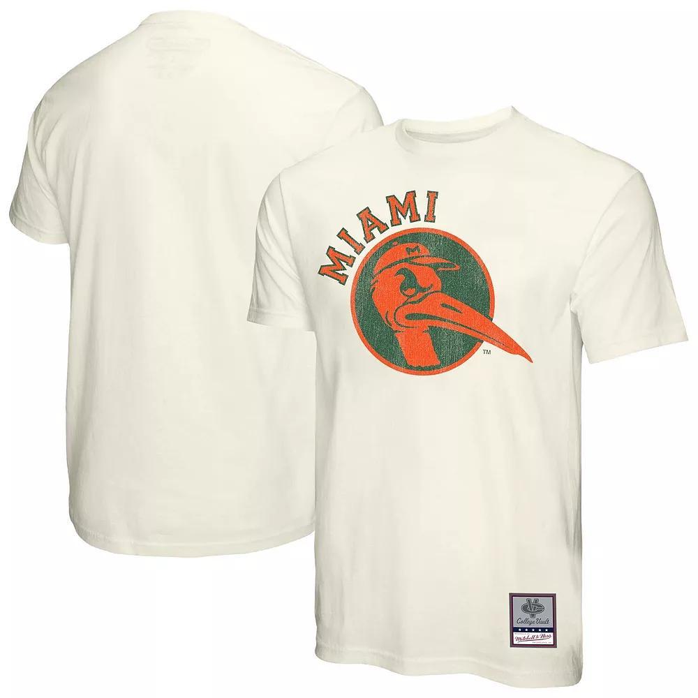Men's Mitchell & Ness  Cream Miami Hurricanes Vintage Tone T-Shirt, Size: Large, Beige Product Image
