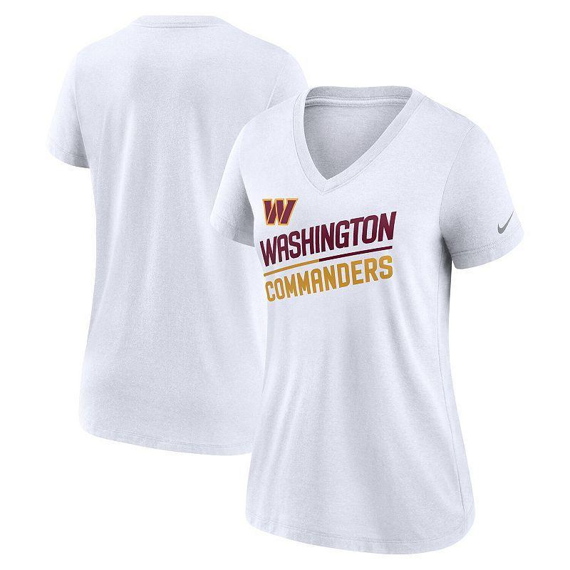 Womens Nike White Washington Commanders Slant Logo Tri-Blend V-Neck T-Shirt Product Image
