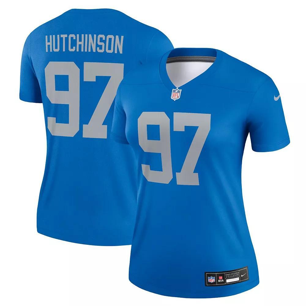 Women's Nike Aidan Hutchinson  Blue Detroit Lions Alternate Legend Player Performance Top, Size: Small Product Image