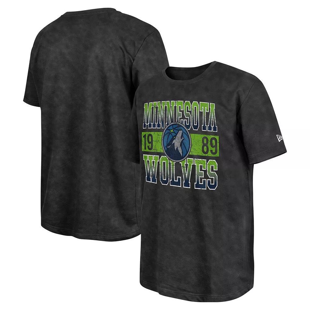 Men's New Era Black Minnesota Timberwolves Enzyme Washed Oversized T-Shirt, Size: Large Product Image