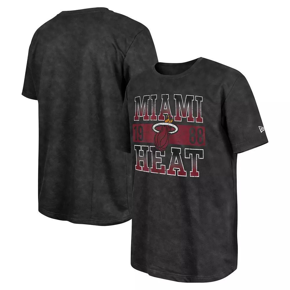 Men's New Era Black Miami Heat Enzyme Washed Oversized T-Shirt, Size: Small Product Image