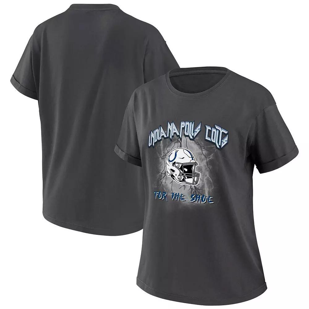 Women's WEAR by Erin Andrews Charcoal Indianapolis Colts Boyfriend T-Shirt, Size: Small Product Image