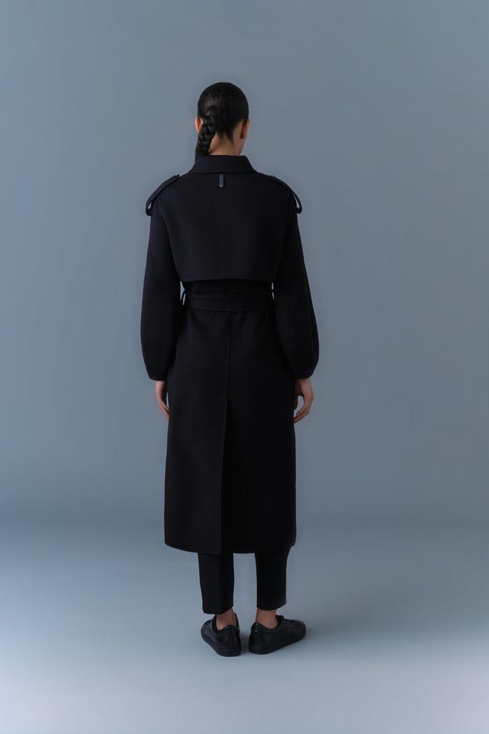 Mackage Womens Ceyla Double-Face Wool Coat with Sash Belt - Black Product Image