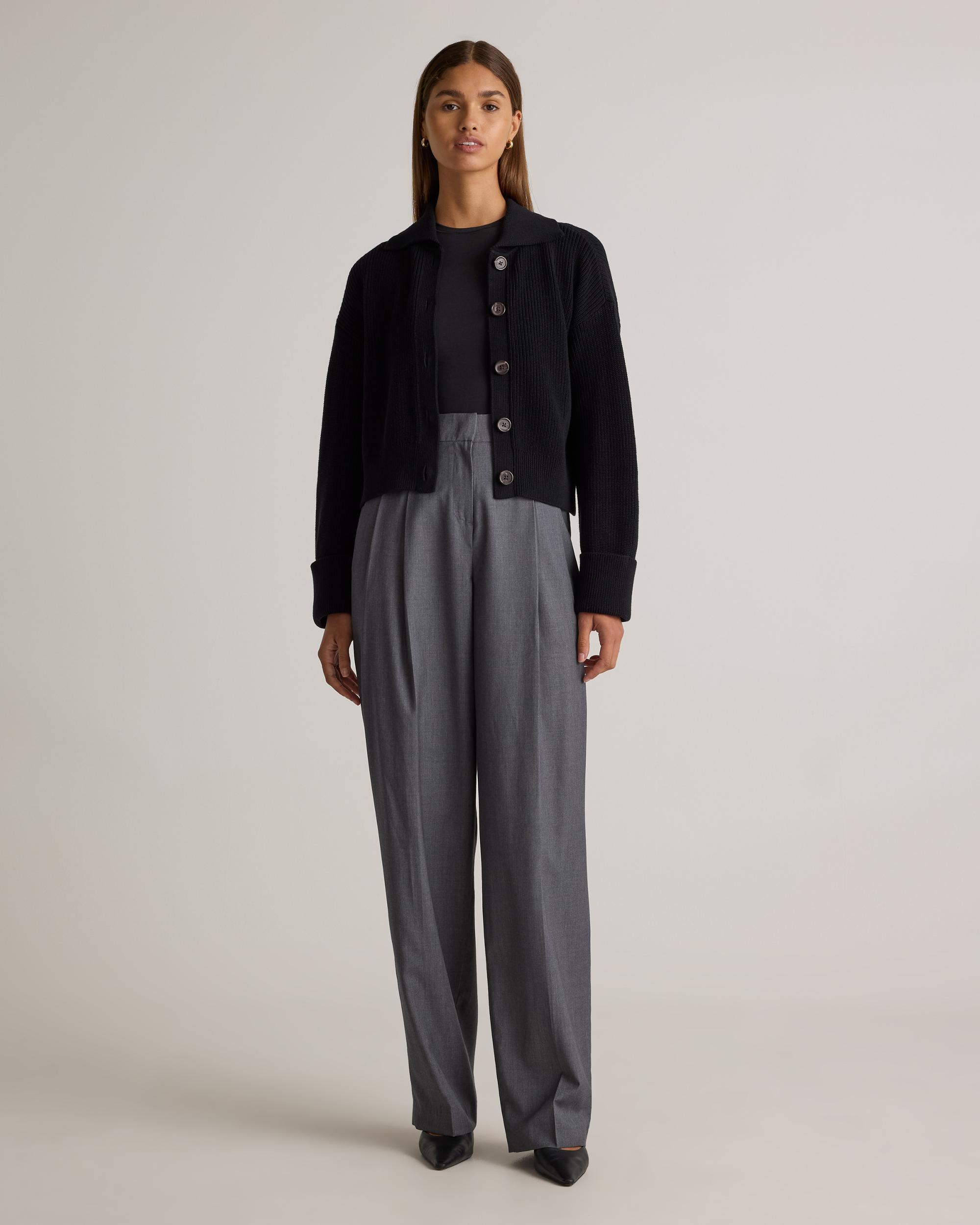 Quince | Women's Fisherman Collared Cardigan Sweater Size XL, Organic Cotton Product Image