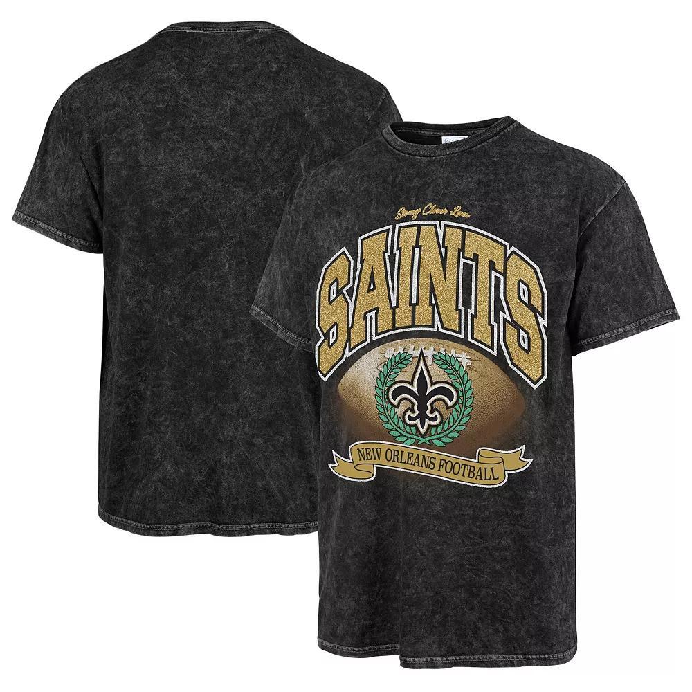 Women's Stoney Clover Lane x '47 Black New Orleans Saints Glitter Rocker Retro Tubular T-Shirt, Size: Small Product Image