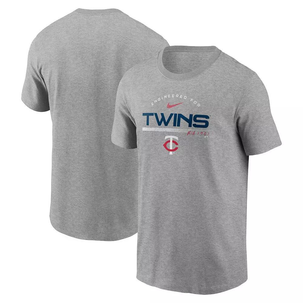 Men's Nike Heather Gray Minnesota Twins Team Engineered Performance T-Shirt, Size: Small, Grey Product Image