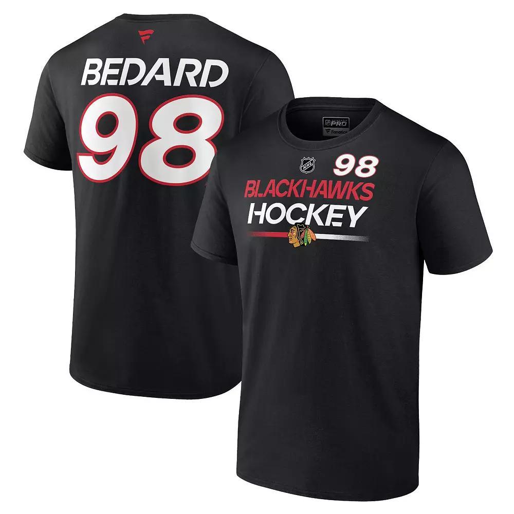 Men's Fanatics Branded Connor Bedard Black Chicago Blackhawks Authentic Pro Prime Name & Number T-Shirt, Size: 4XL Product Image