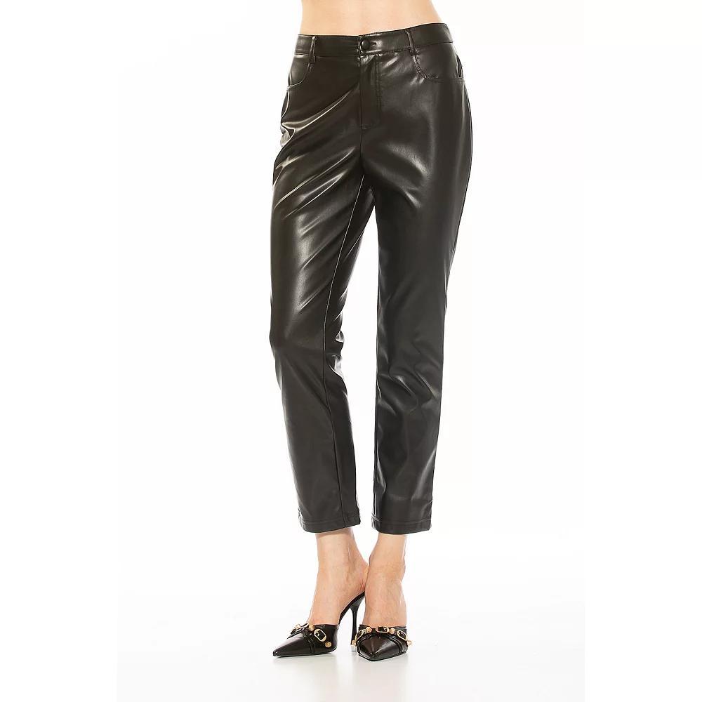 Women's ALEXIA ADMOR Mila Mid Rise Slim Fit Faux Leather Pants, Size: 12, Black Product Image