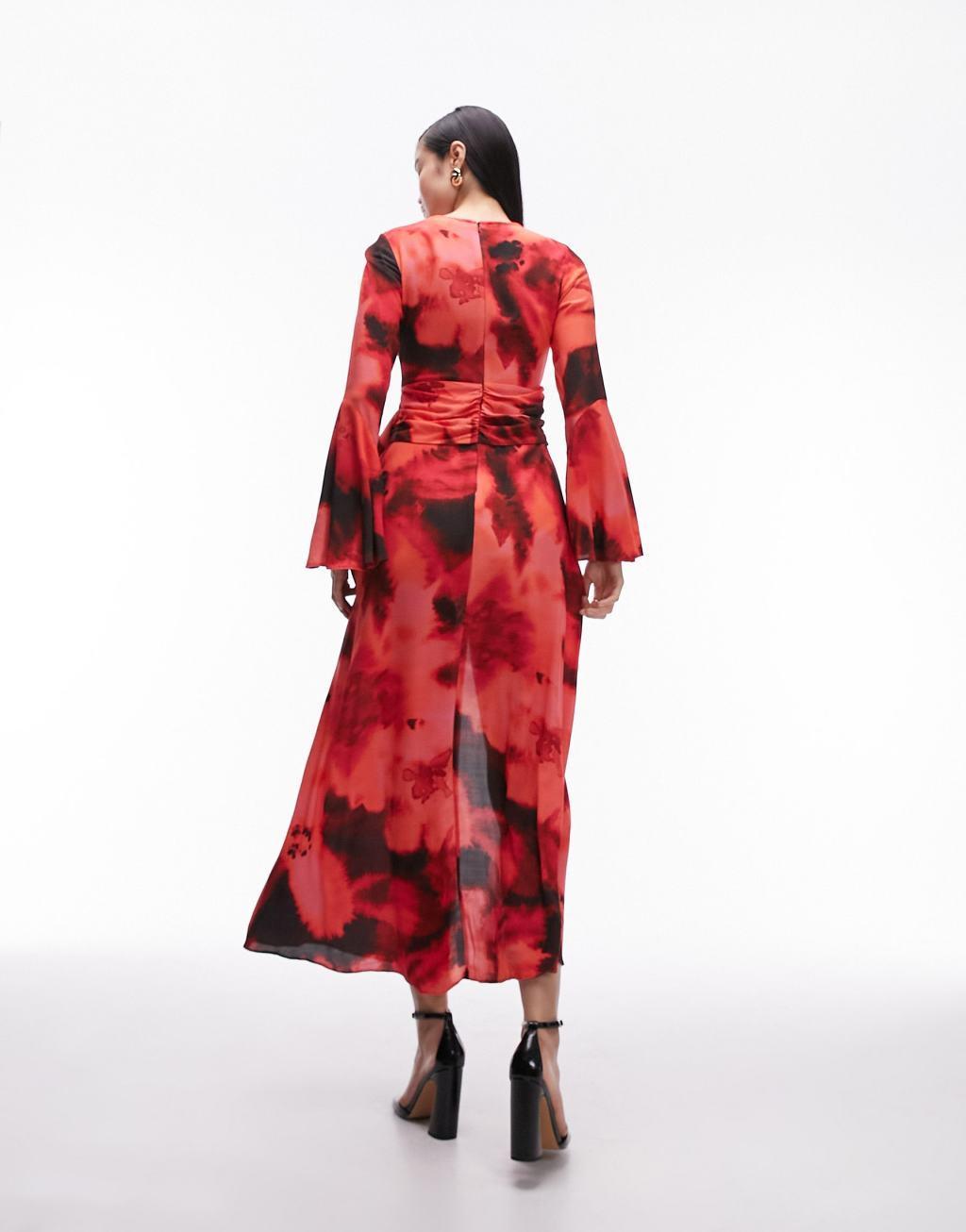Topshop button down V-neck tie front midi dress Product Image