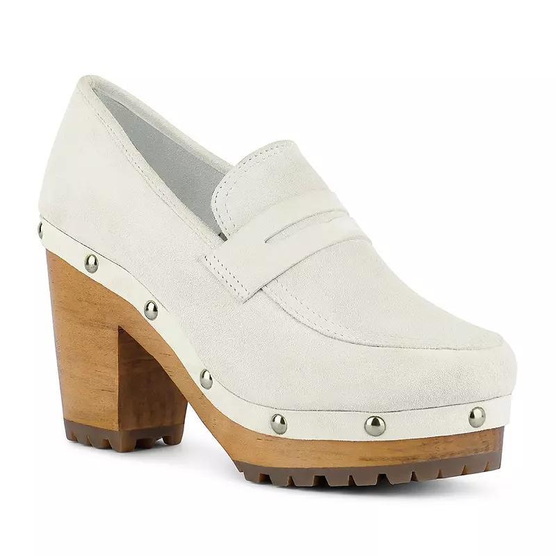 Rag & Co Osage Women's Suede Heeled Clogs, Size: 9, White Product Image