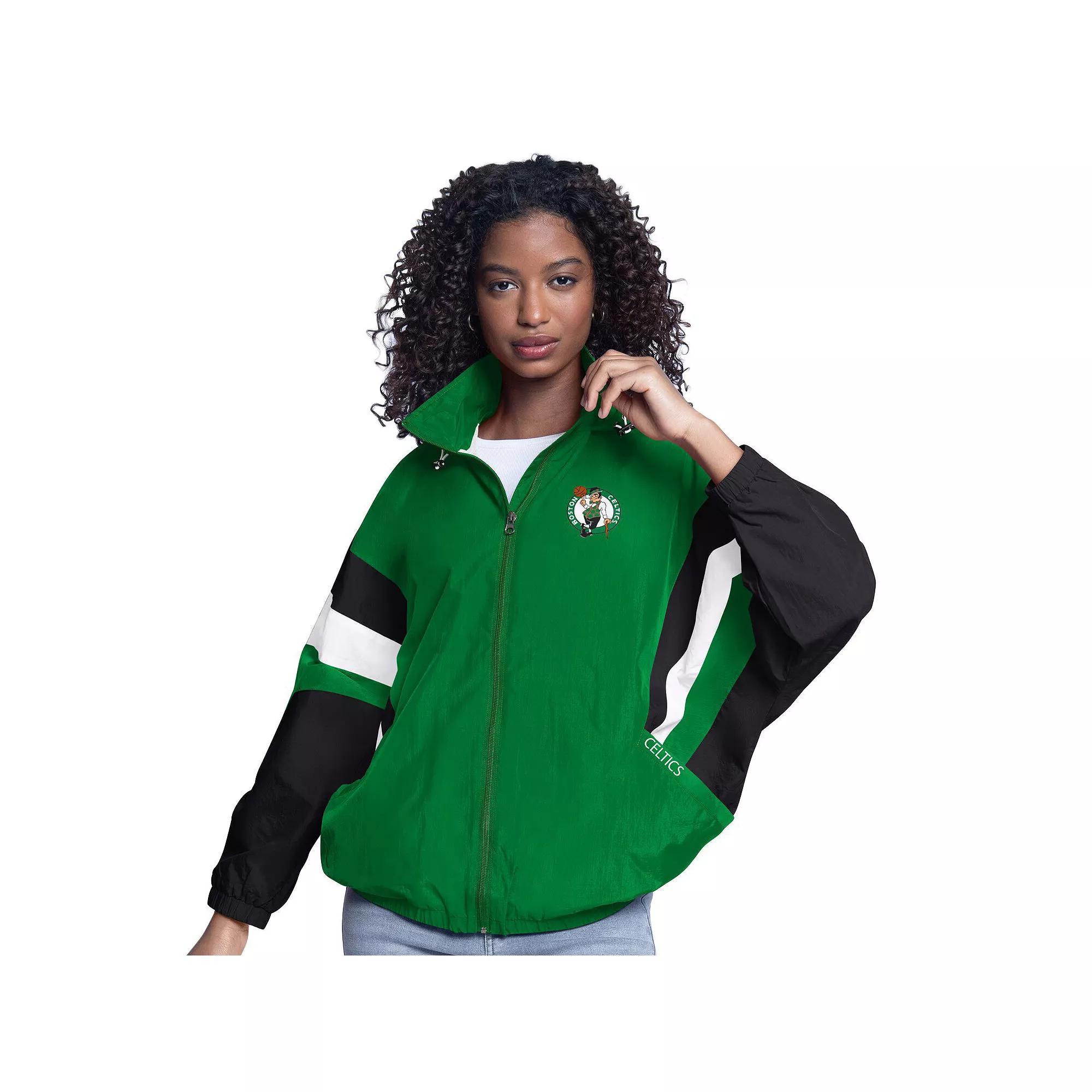 Women's G-III Sports by Carl Banks  Kelly Green/Black Boston Celtics Game News Oversized Full-Zip Hoodie Jacket, Size: Small Product Image