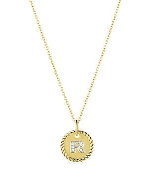 David Yurman Cable Collectibles Initial Pendant with Diamonds in Gold on Chain, 16-18 Product Image