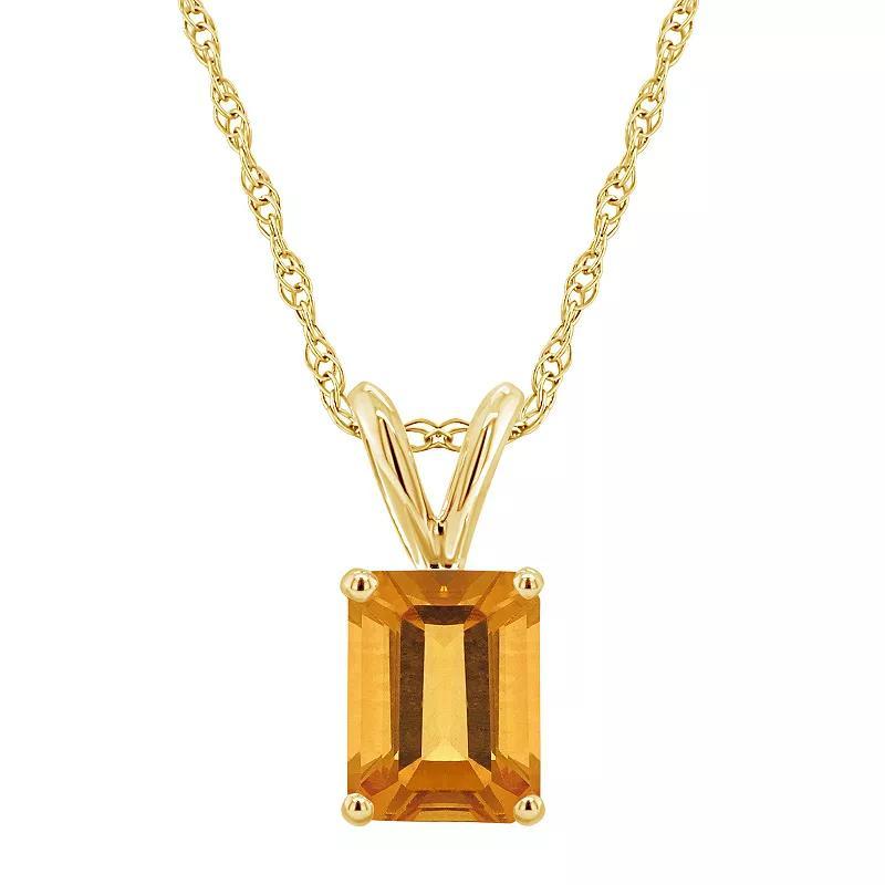 Celebration Gems 14k Gold Emerald Cut Blue Topaz Pendant Necklace, Women's, Size: 18" Product Image