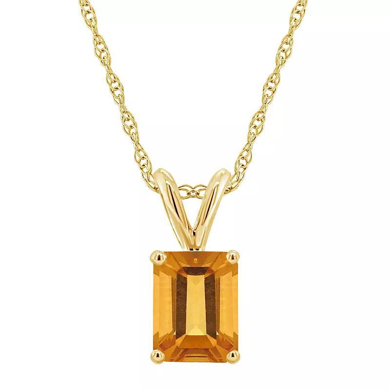Celebration Gems 14k Gold Emerald Cut Blue Topaz Pendant Necklace, Women's, Size: 18" Product Image