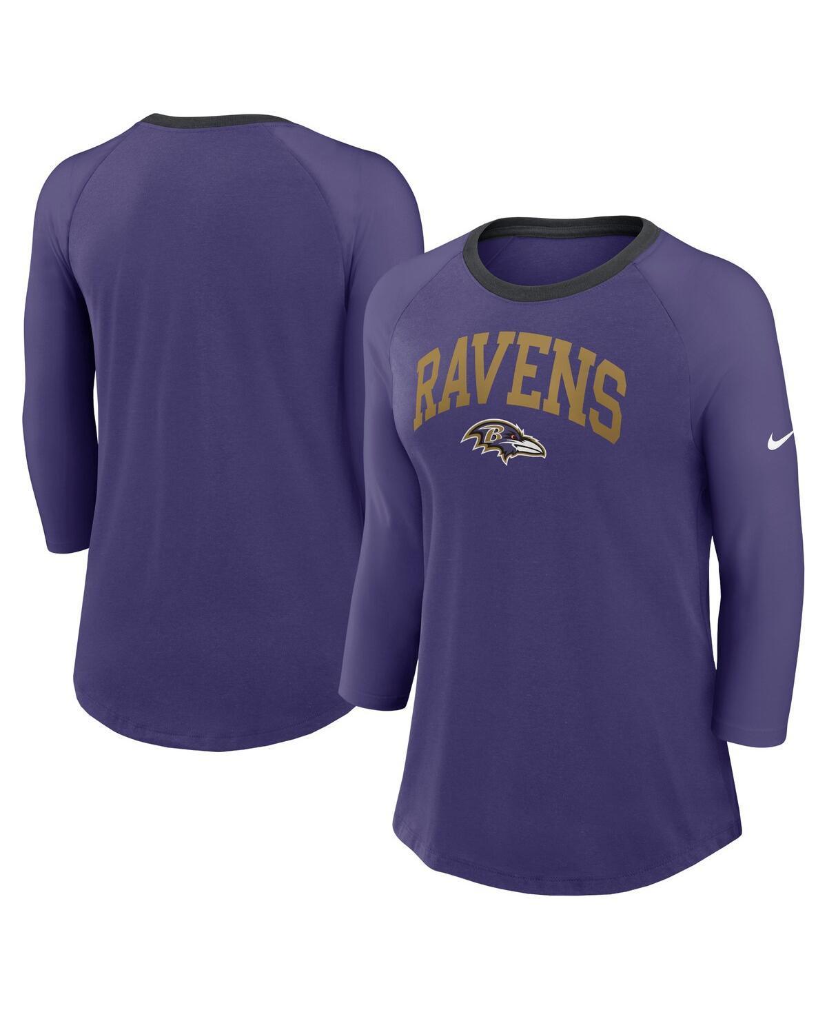 Womens Nike Baltimore Ravens Raglan 3/4 Sleeve T-Shirt Product Image