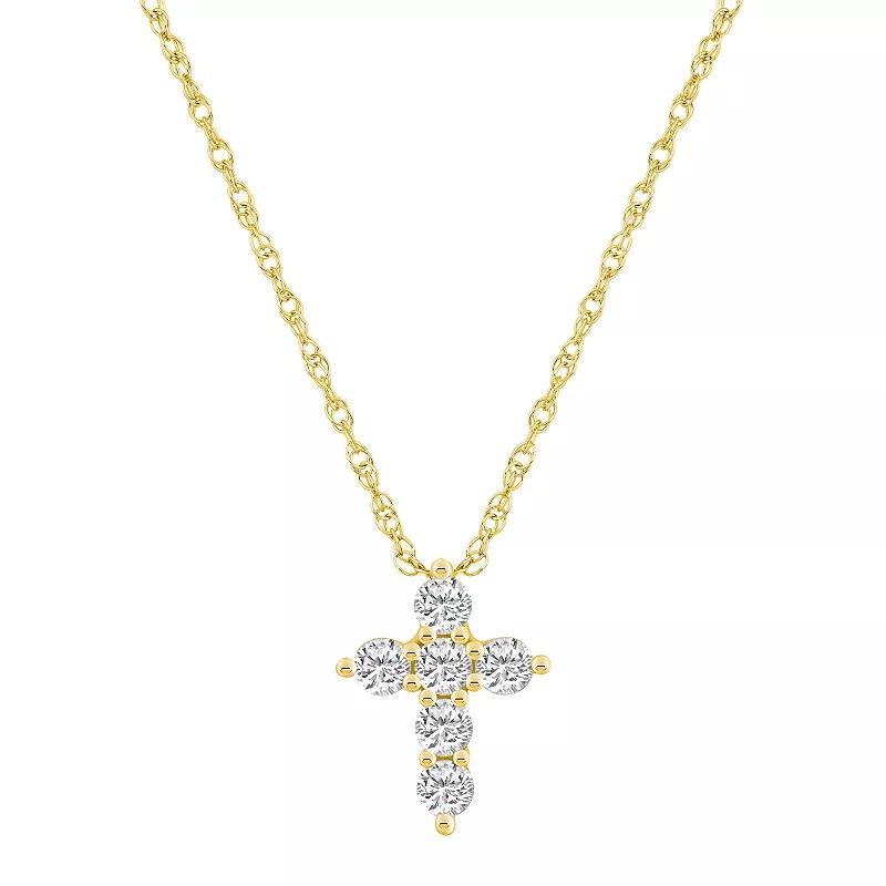 Alyson Layne 14k Gold 1/2 Carat T.W. Diamond Cross Pendant Necklace, Women's, Size: 18" Product Image